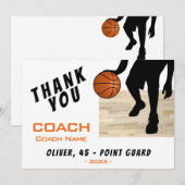 Dank coach basketbalspeler silhouet kaart (Voorkant / Achterkant)