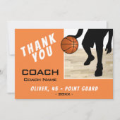 Dank coach basketbalspeler silhouet kaart (Voorkant)