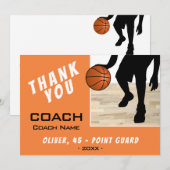 Dank coach basketbalspeler silhouet kaart (Voorkant / Achterkant)