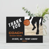 Dank coach basketbalspeler silhouet kaart (Staand voorkant)