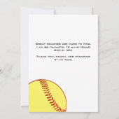 Dank coach geel softbal fotokaart bedankkaart (Achterkant)