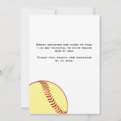 Dank coach gele softbal fotokaart bedankkaart (Achterkant)
