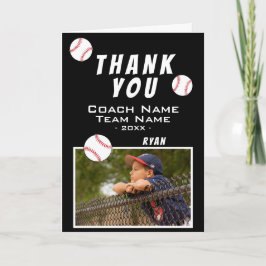 Dank coach honkbal zwart fotokaart bedankkaart