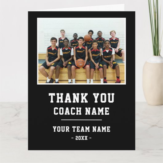 Dank Coach Kaart Teamnaam Foto (Voorkant)