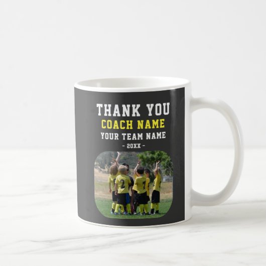 Dank coach met teamnaam foto koffiemok (Rechts)