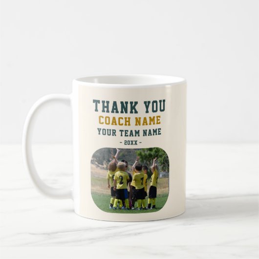Dank coach met teamnaam foto koffiemok (Links)