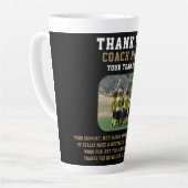 Dank coach met teamnaam foto latte mok (Linkerhoek)