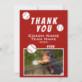 Dank coach rode honkbal fotokaart bedankkaart (Voorkant)