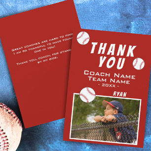 Dank coach rode honkbal fotokaart bedankkaart
