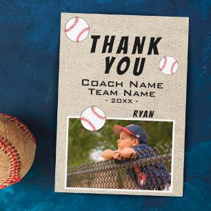 Dank coach roestig honkbal fotokaart bedankkaart