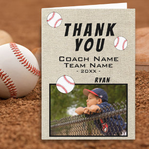 Dank coach rustieke honkbal fotokaart bedankkaart