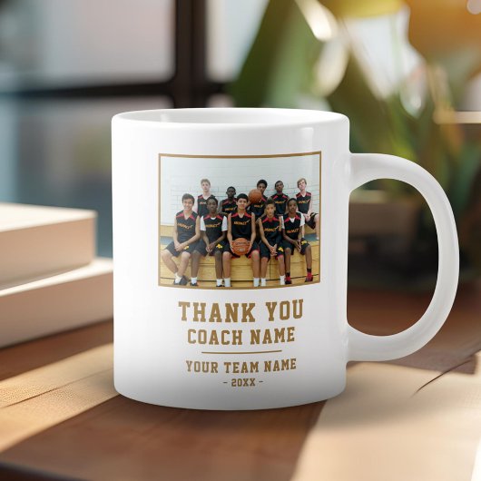 Dank coach team naam foto grote koffiekop