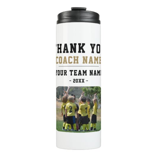 Dank coach Teamnaam foto Thermosbeker (Voorkant)