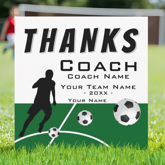 Dank coach voetbalspeler extra groot bedankkaart