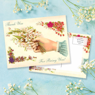 Dank dat je bent wie je bent Vintage hand met bloe Briefkaart