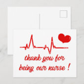 Dank dat u onze verpleegster bent _ Medische dankb Briefkaart (Voorkant / Achterkant)