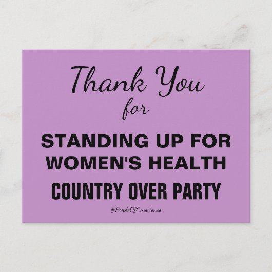 Dank dat u opkomt voor de gezondheid van vrouwen briefkaart (Voorkant)