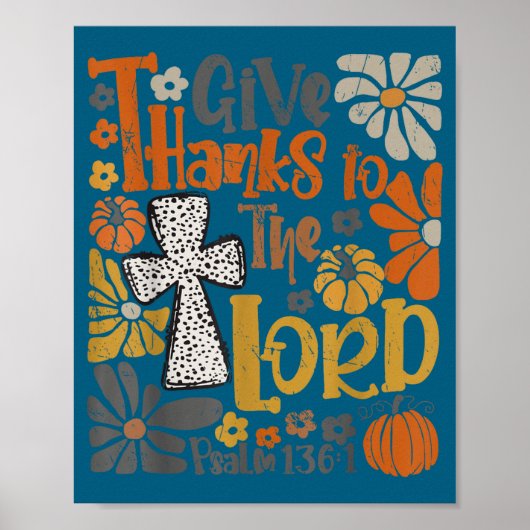 Dank de Heer Boho Retro Bloem Thanksgiving Poster (Voorkant)