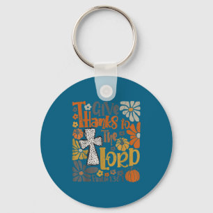 Dank de Heer Boho Retro Bloemen Thanksgiving Sleutelhanger