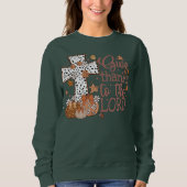 "Dank de Heer" Dames Sweatshirt (Voorkant)