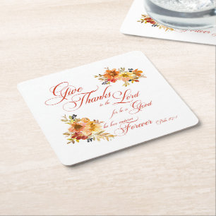 Dank de Heer herfst waterverf bloem Kartonnen Onderzetters