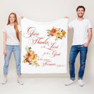 Dank de Heer herfst waterverf bloemschildering Fleece Deken