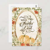 Dank de Heer - Herfstbloemen en Pompoenen Briefkaart (Voorkant / Achterkant)