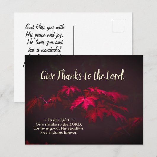 Dank de Heer, Inspirerende Bijbeltekst Briefkaart (Voorkant / Achterkant)