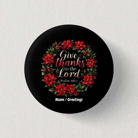 Dank de Heer: Omarm Dankbaarheid & Geloof Ronde Button 3,2 Cm (Voorkant)