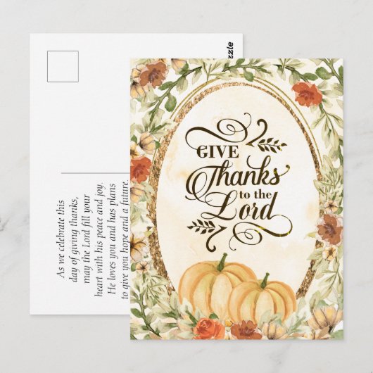 Dank de Heer voor herfstbloemen en pompoenen Briefkaart (Voorkant / Achterkant)
