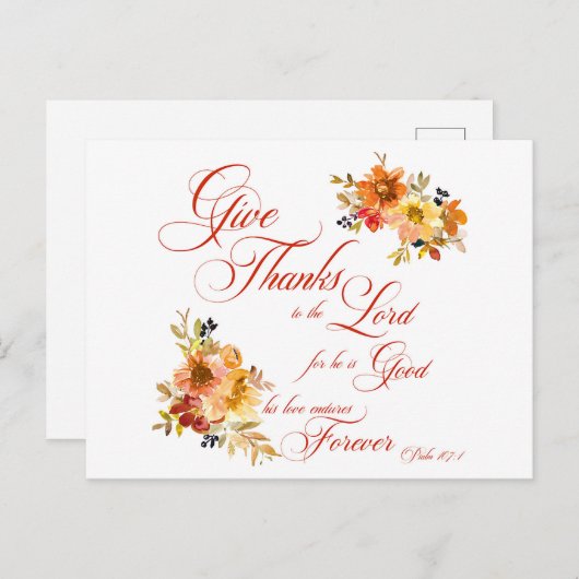 Dank de Heer waterverf herfst bloem Briefkaart (Voorkant / Achterkant)