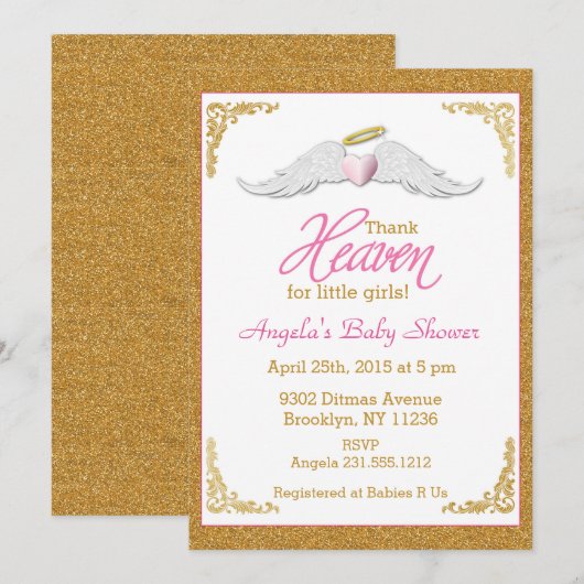 Dank de hemel voor kleine meisjes Baby shower Kaart (Voorkant / Achterkant)