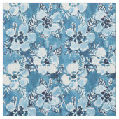 DANK DUDETTE Navy Tropical Hibiscus Pattern Stof (Swatch)