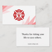 Dank een brandweerkaart contactkaartje (Voorkant / Achterkant)