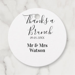 Dank een brunch na de bruiloft naam datum eenvoudi bedankjes labels