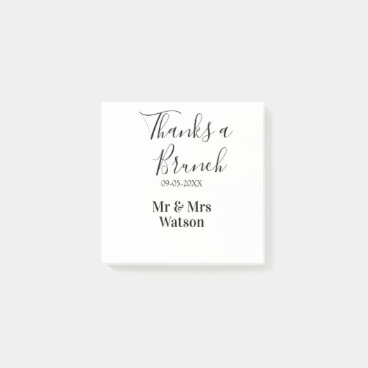 Dank een brunch na de bruiloft naam datum eenvoudi post-it® notes (Voorkant)