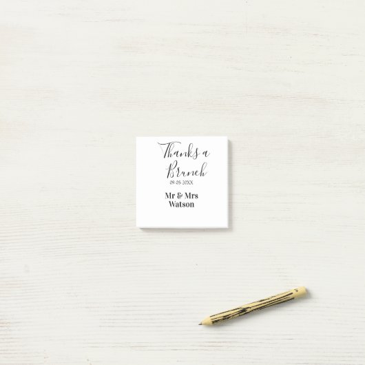 Dank een brunch na de bruiloft naam datum eenvoudi post-it® notes (Op bureau)