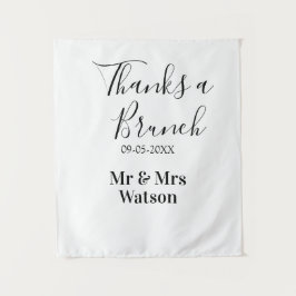 Dank een brunch na de bruiloft naam datum eenvoudi wandkleed