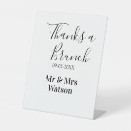 Dank een brunch na huwelijksnaam datum eenvoudig  reclamebord met voetstuk