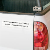 Dank een Persoon met een Pistool Bumpersticker (Op Truck)