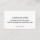 Dank een politieman contactkaartje (Achterkant)