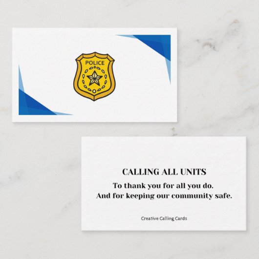 Dank een politieman contactkaartje (Voorkant / Achterkant)