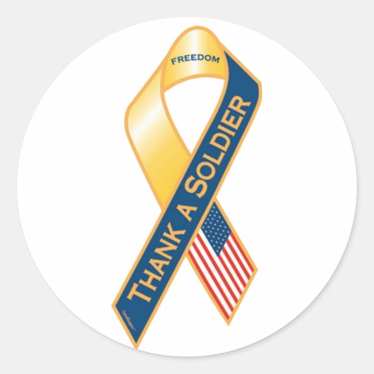 Dank een soldaat ronde sticker (Voorkant)