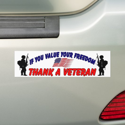 Dank een Veteran Bumpersticker (Op auto)