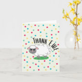 Dank Ewe - Grappig Schaap Dank u kaart (Gele Bloem)
