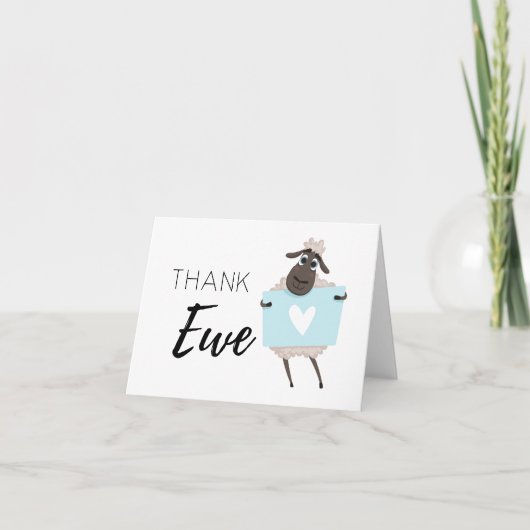 Dank Ewe Sheep Blue met hart Bedankkaart (Voorkant)