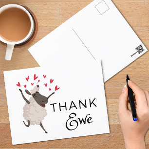 Dank Ewe Sheep met Red Hearts Dank u Briefkaart