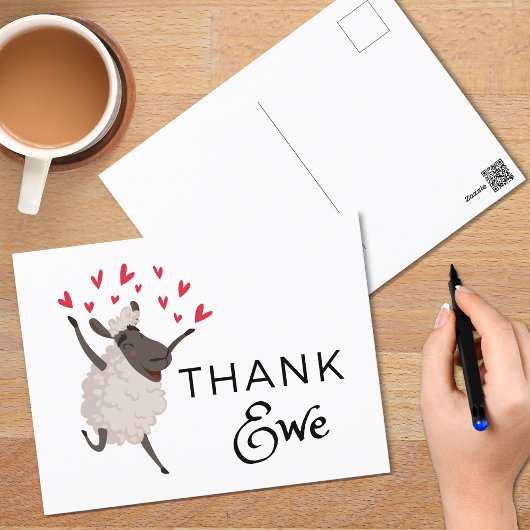 Dank Ewe Sheep met Red Hearts Dank u Briefkaart