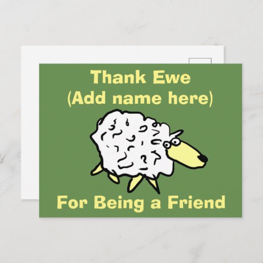 Dank Ewe voor het zijn van een vriend - Fun Sheep  Briefkaart (Voorkant / Achterkant)