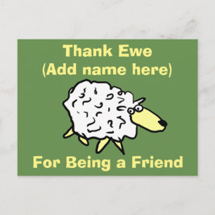 Dank Ewe voor het zijn van een vriend - Fun Sheep  Briefkaart